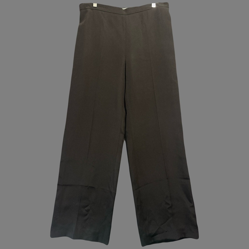 Agnona Wide Leg Silk Trousers Womens Size EU 48 US 12 Black Quiet Luxury Career
